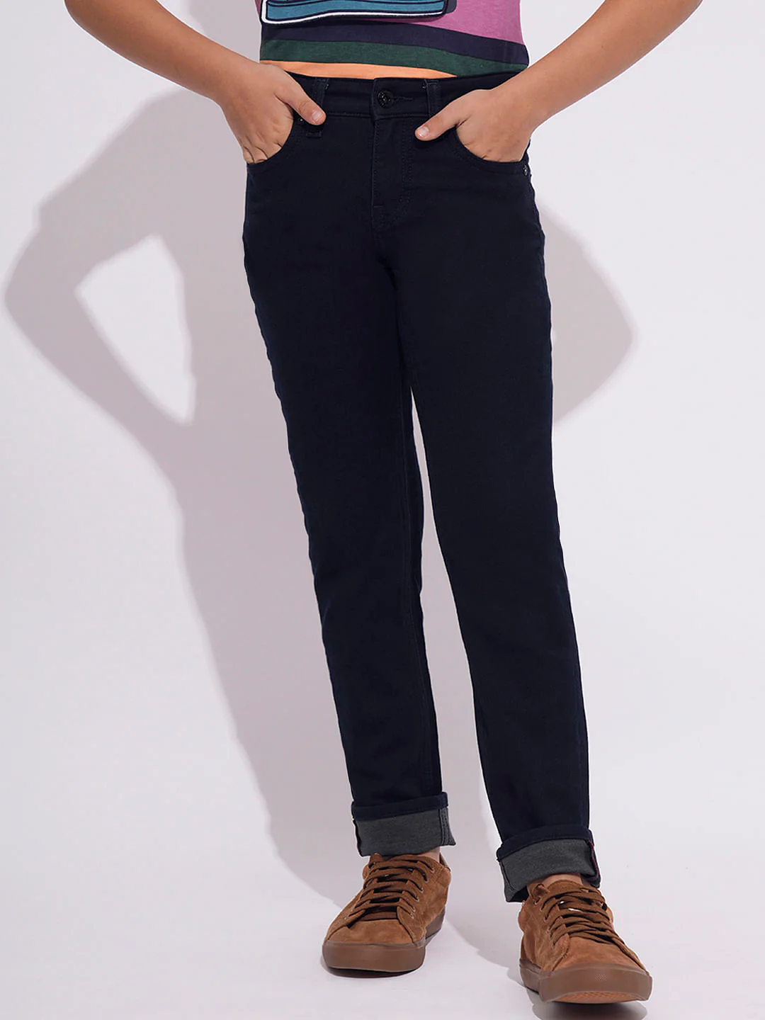 Dark Blue Mid Rise Jeans - Image 2