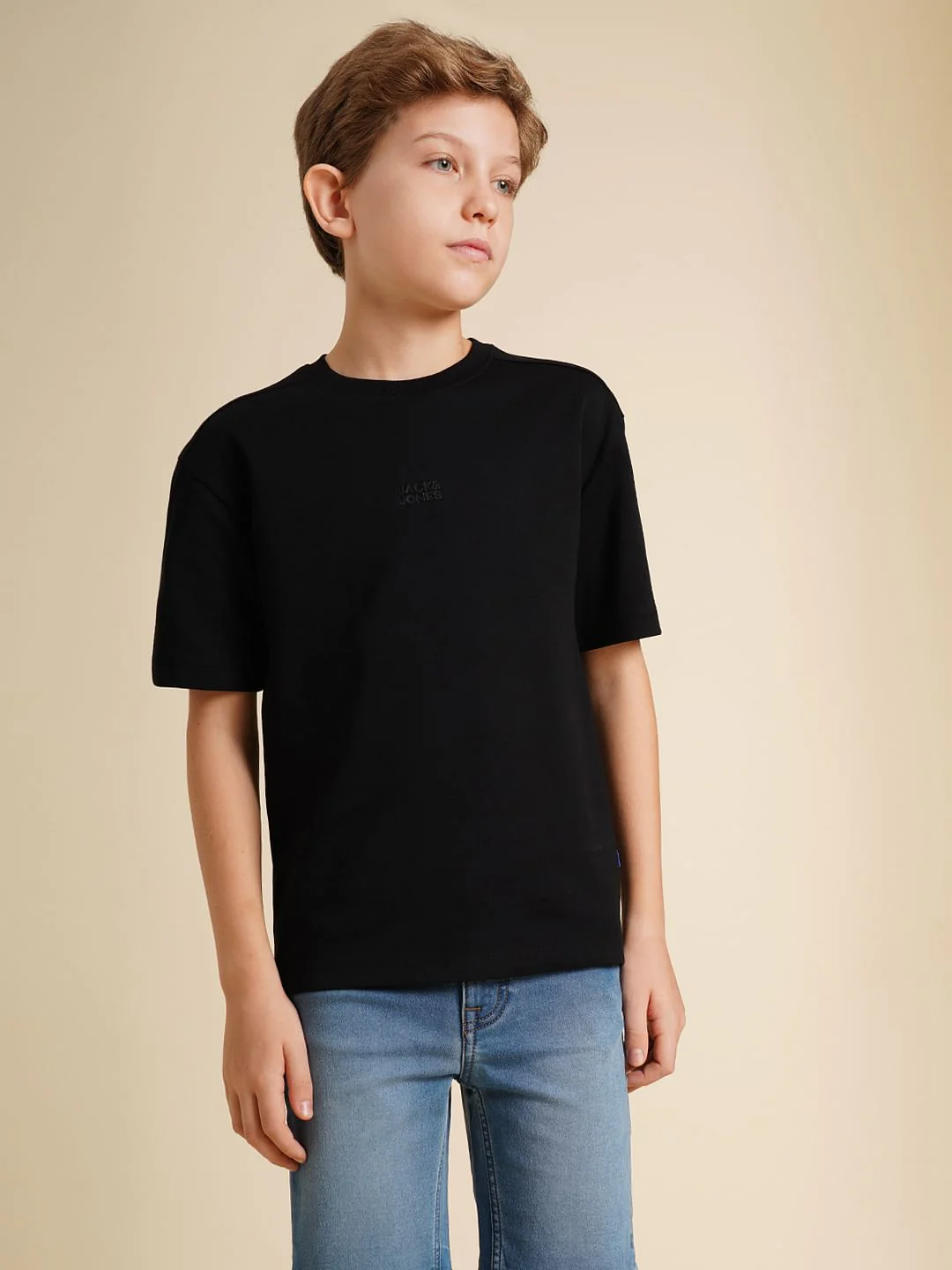 Boys Black Logo Print Oversized T-shirt - Image 2