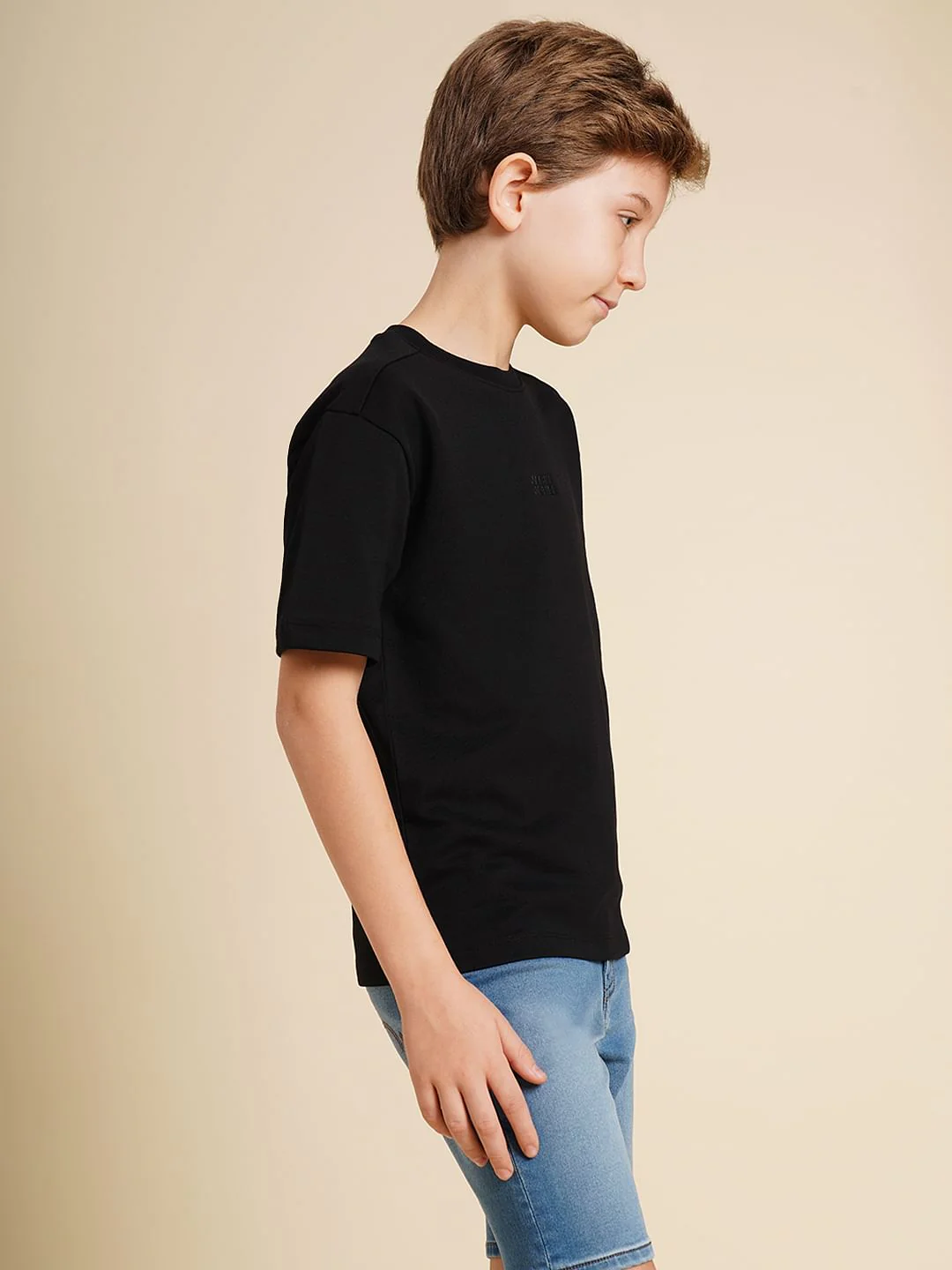 Boys Black Logo Print Oversized T-shirt - Image 3