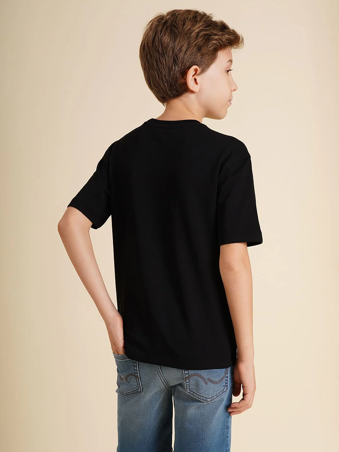 Boys Black Logo Print Oversized T-shirt - Image 4