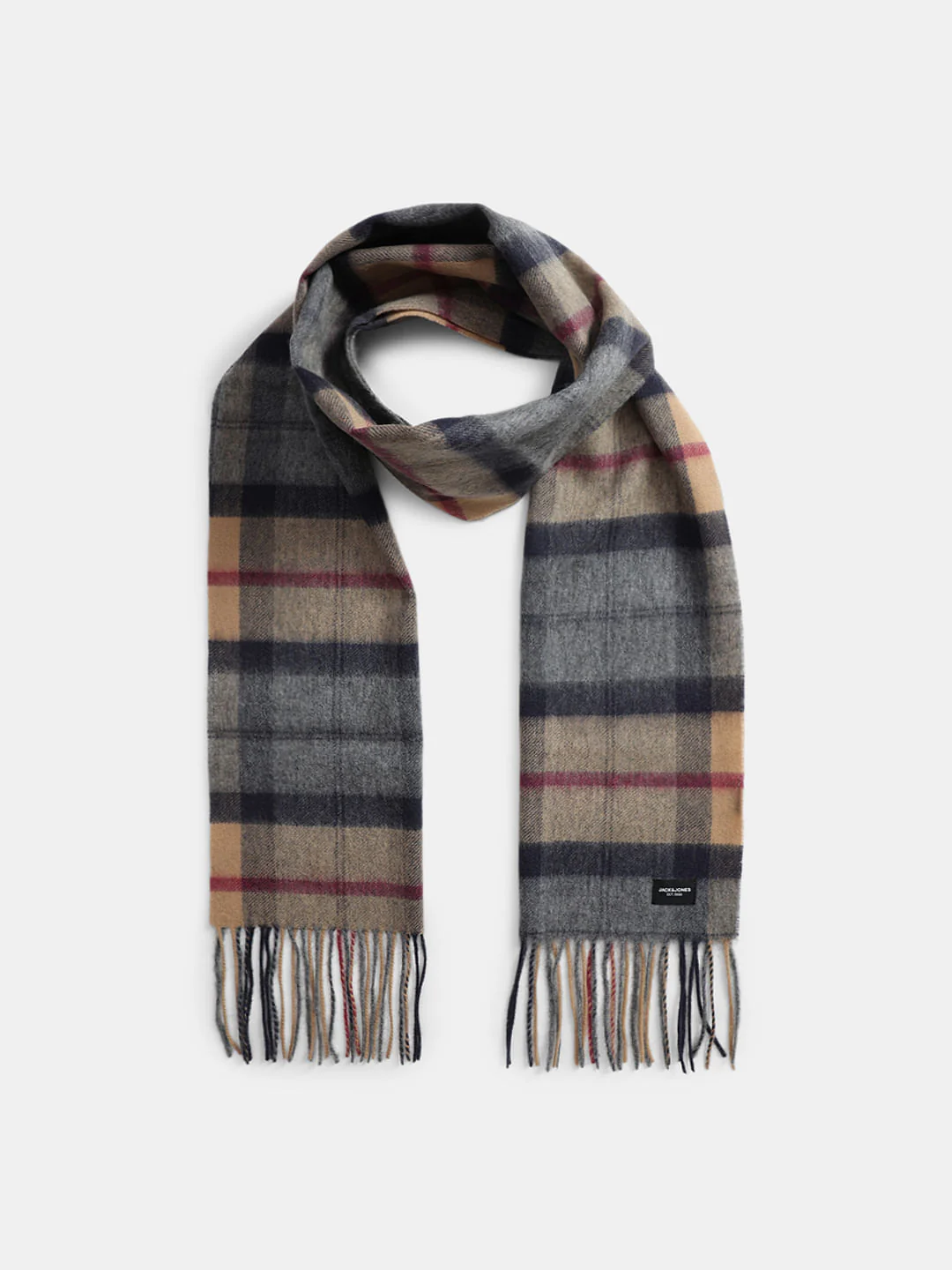 Light Brown Check Woven Scarf - Image 2