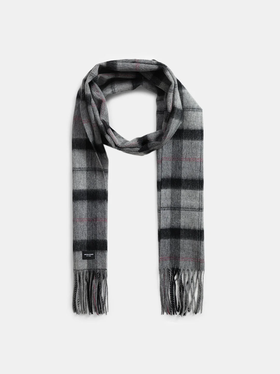 Black Check Woven Scarf - Image 2