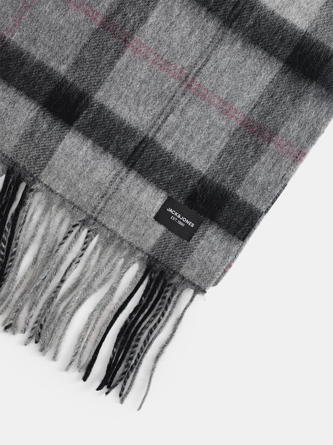 Black Check Woven Scarf - Image 3