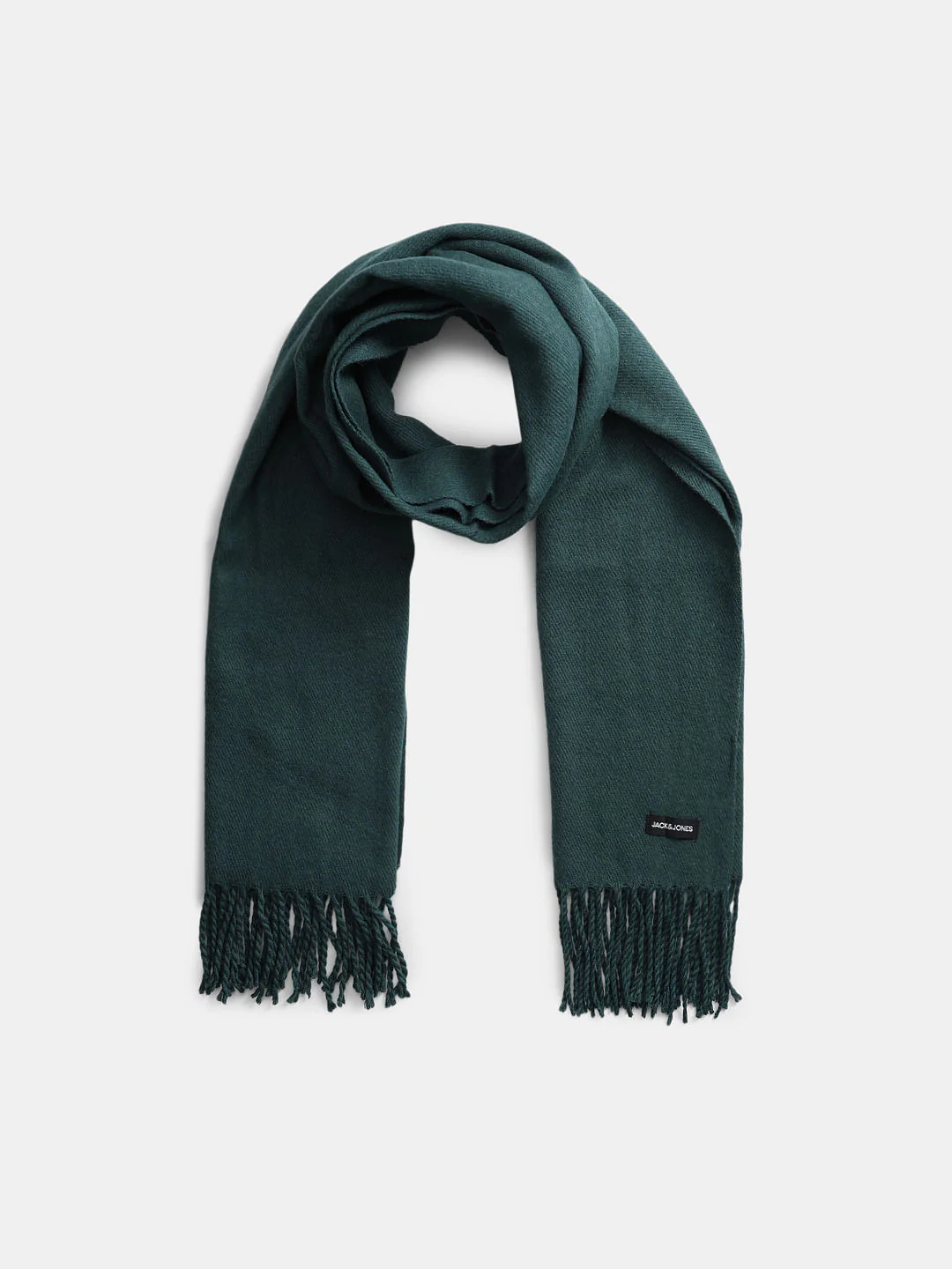 Dark Green Fringe Knitted Scarf - Image 2