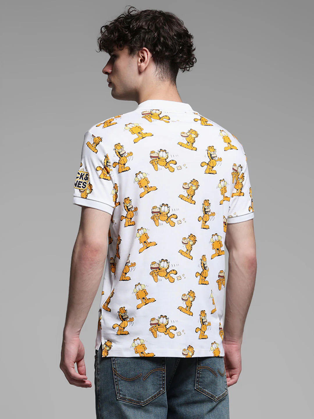 JACK&JONES X GARFIELD White Printed Polo - Image 4