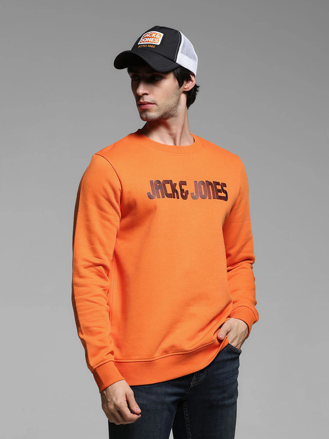 Orange Logo Print Sweatshirt