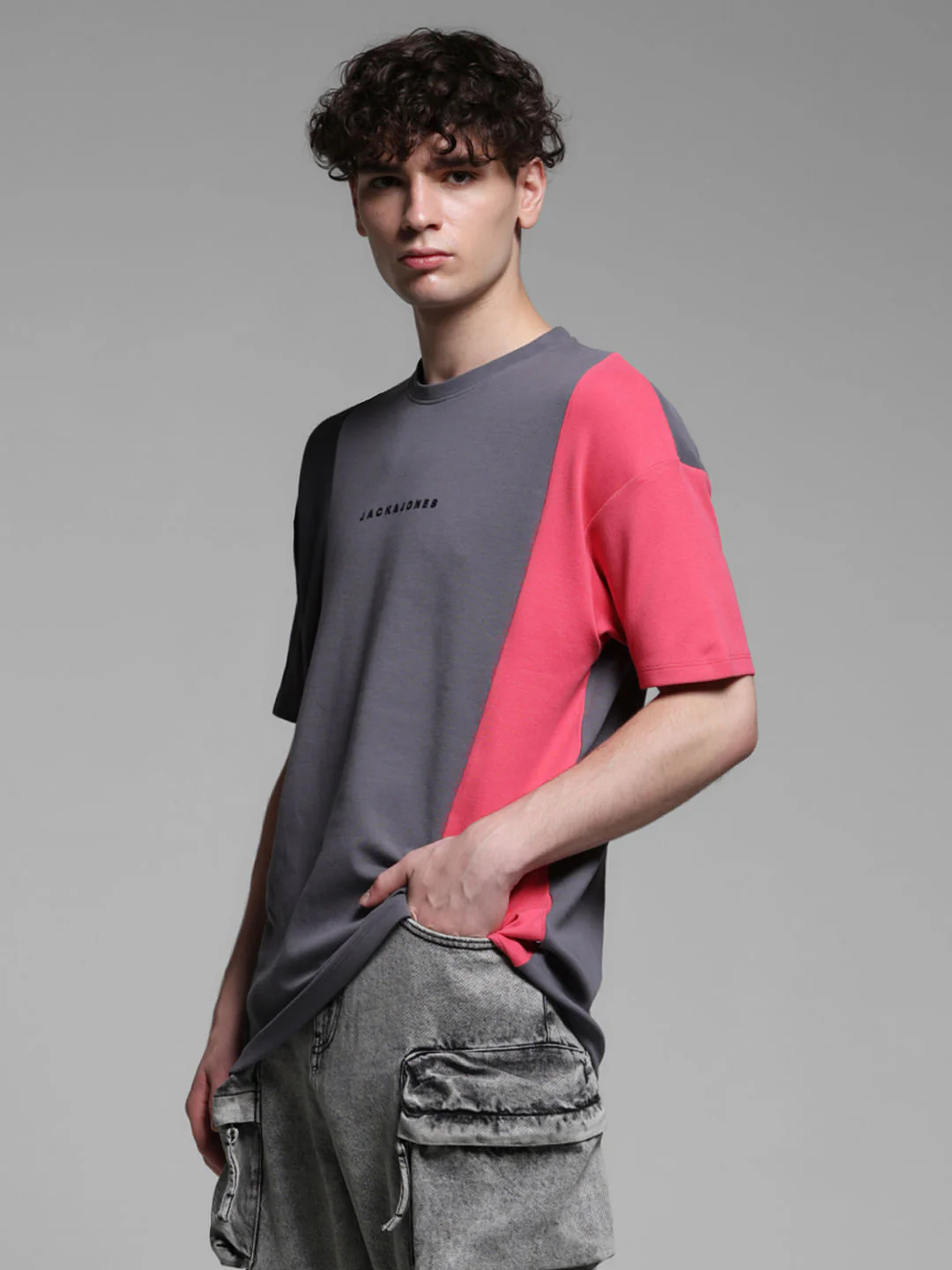 Pink Colourblocked Oversized T-shirt - Image 3