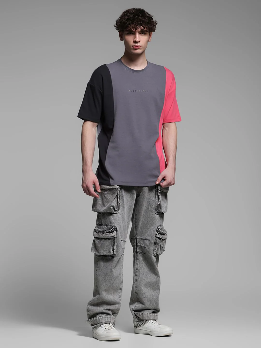 Pink Colourblocked Oversized T-shirt - Image 6