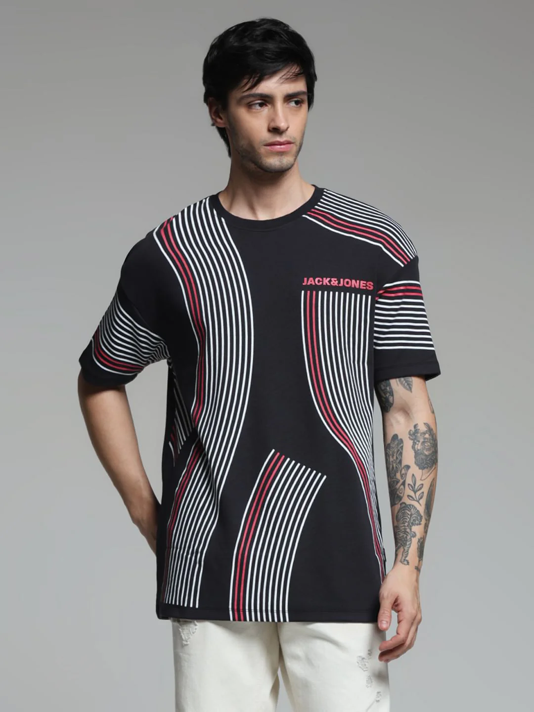 Black Printed Oversized T-shirt - Image 2