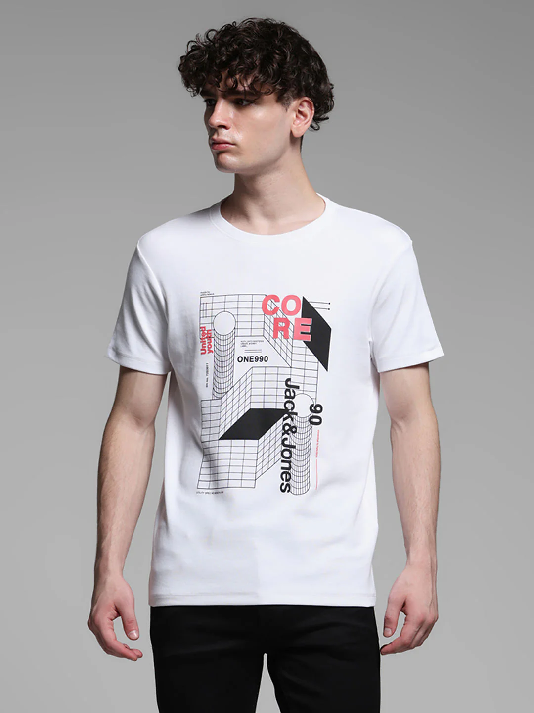 White Printed Cotton T-shirt - Image 2