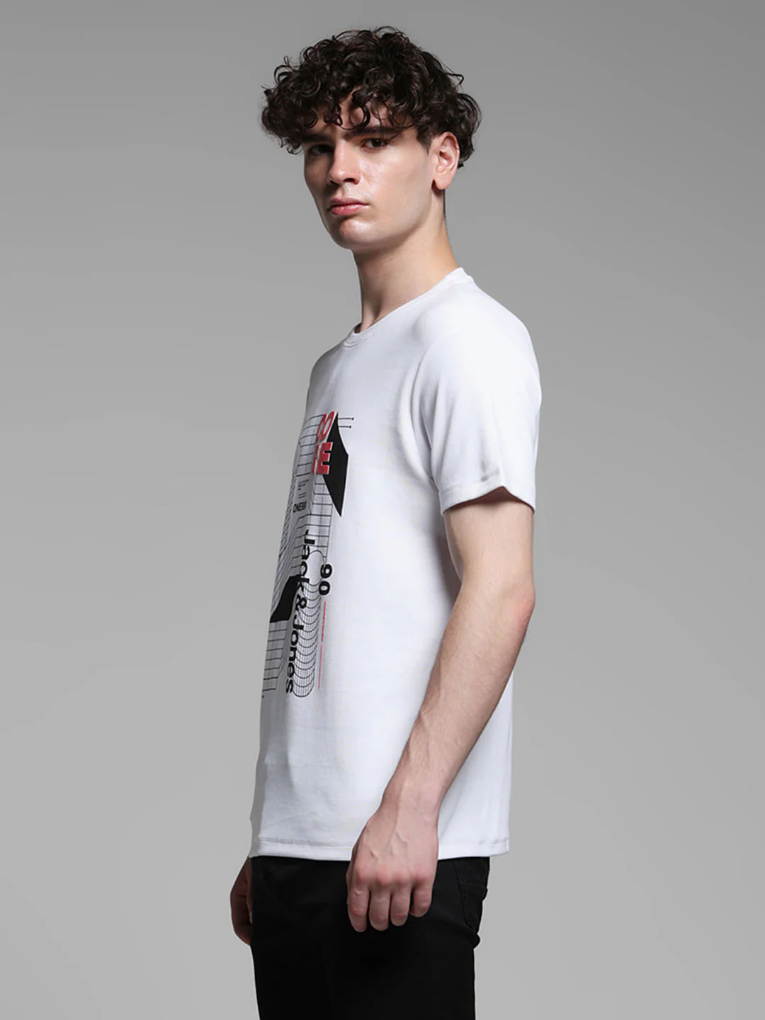 White Printed Cotton T-shirt - Image 3