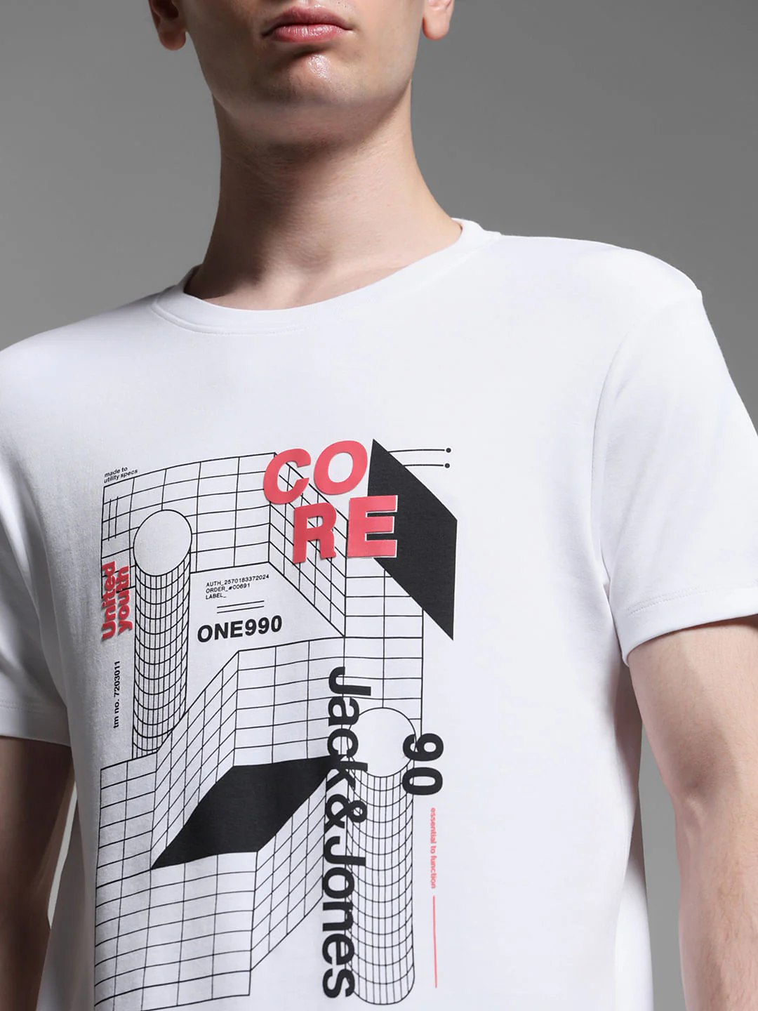 White Printed Cotton T-shirt - Image 5