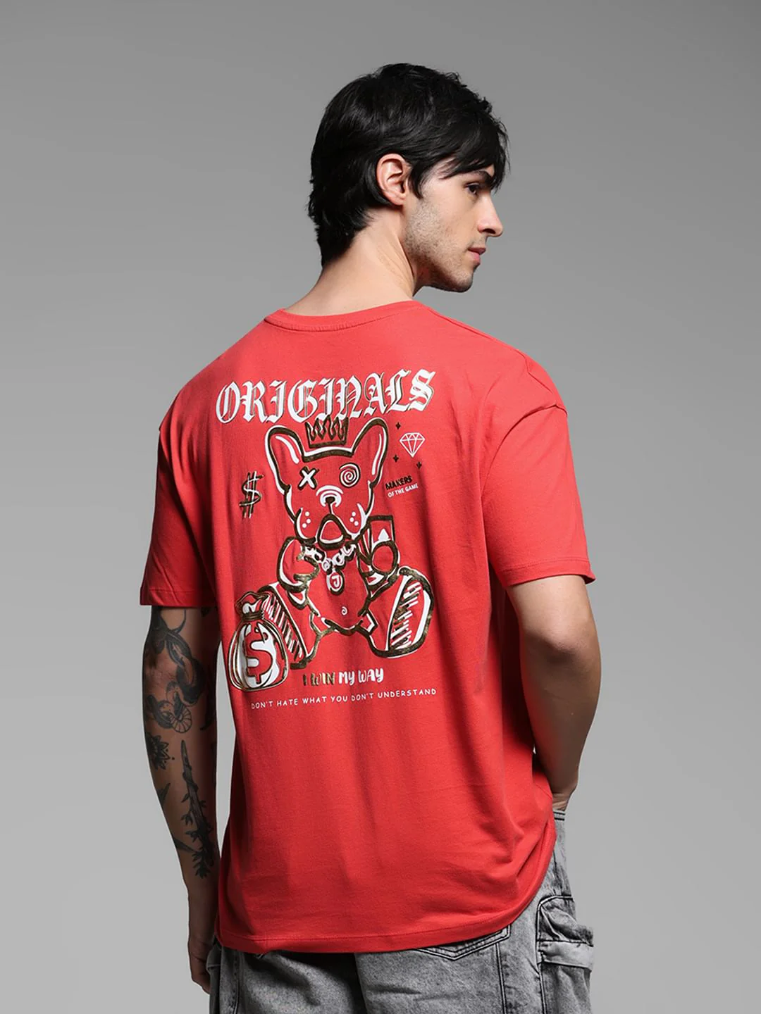 Red Graphic Print Oversized T-shirt