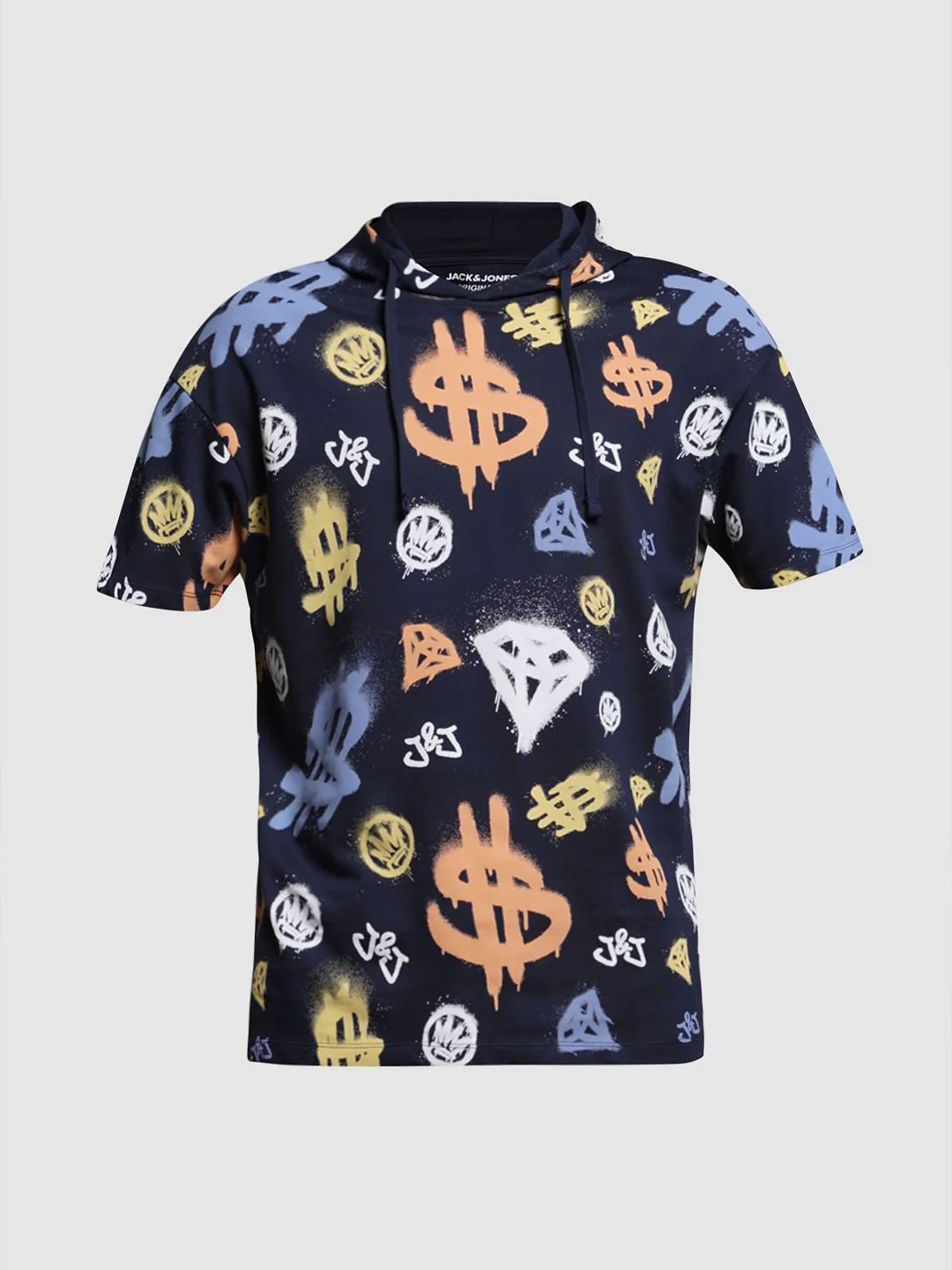 Blue Printed Hooded Co-ord Set T-shirt - Image 7