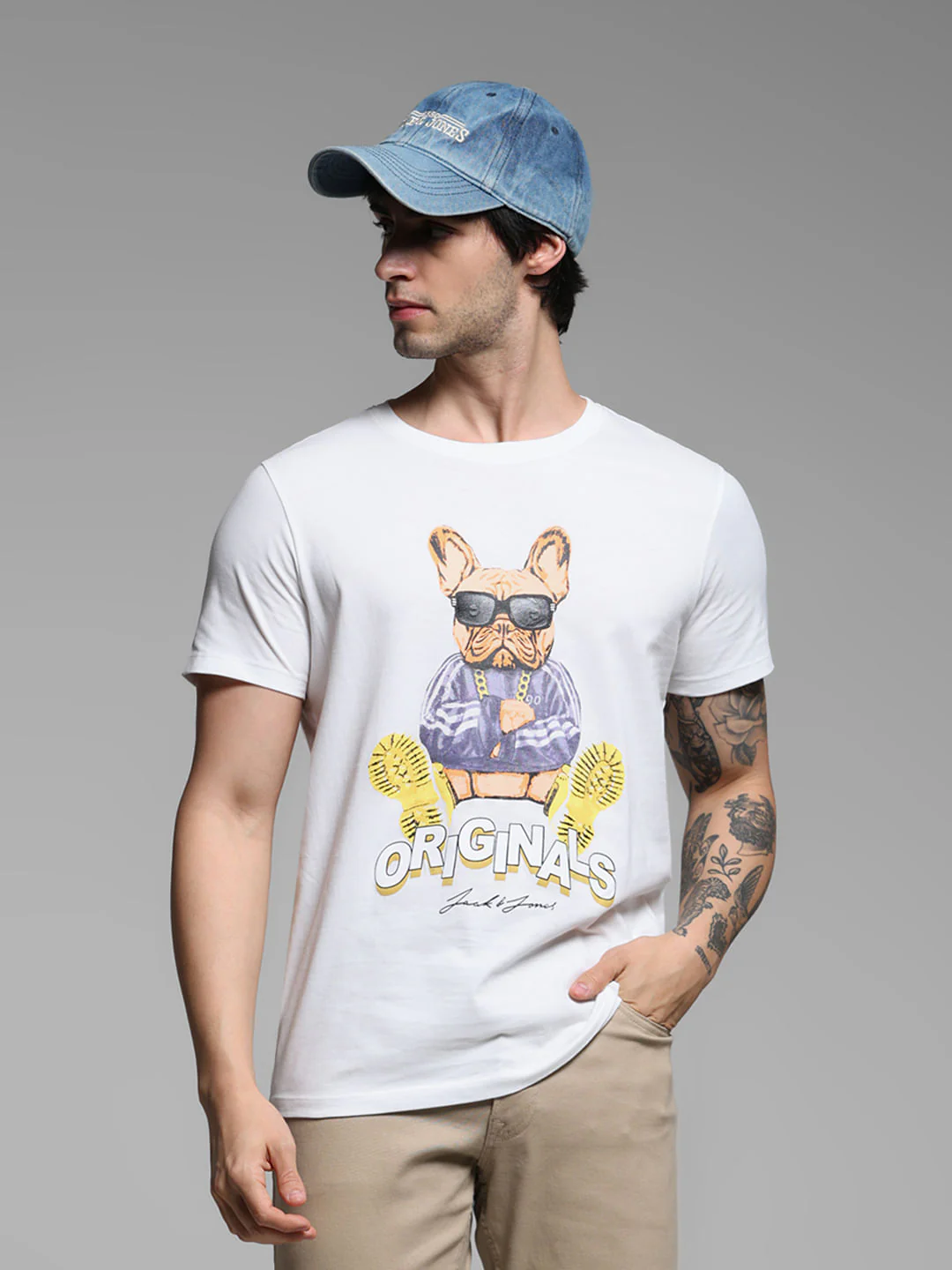 White Graphic Print Cotton T-shirt