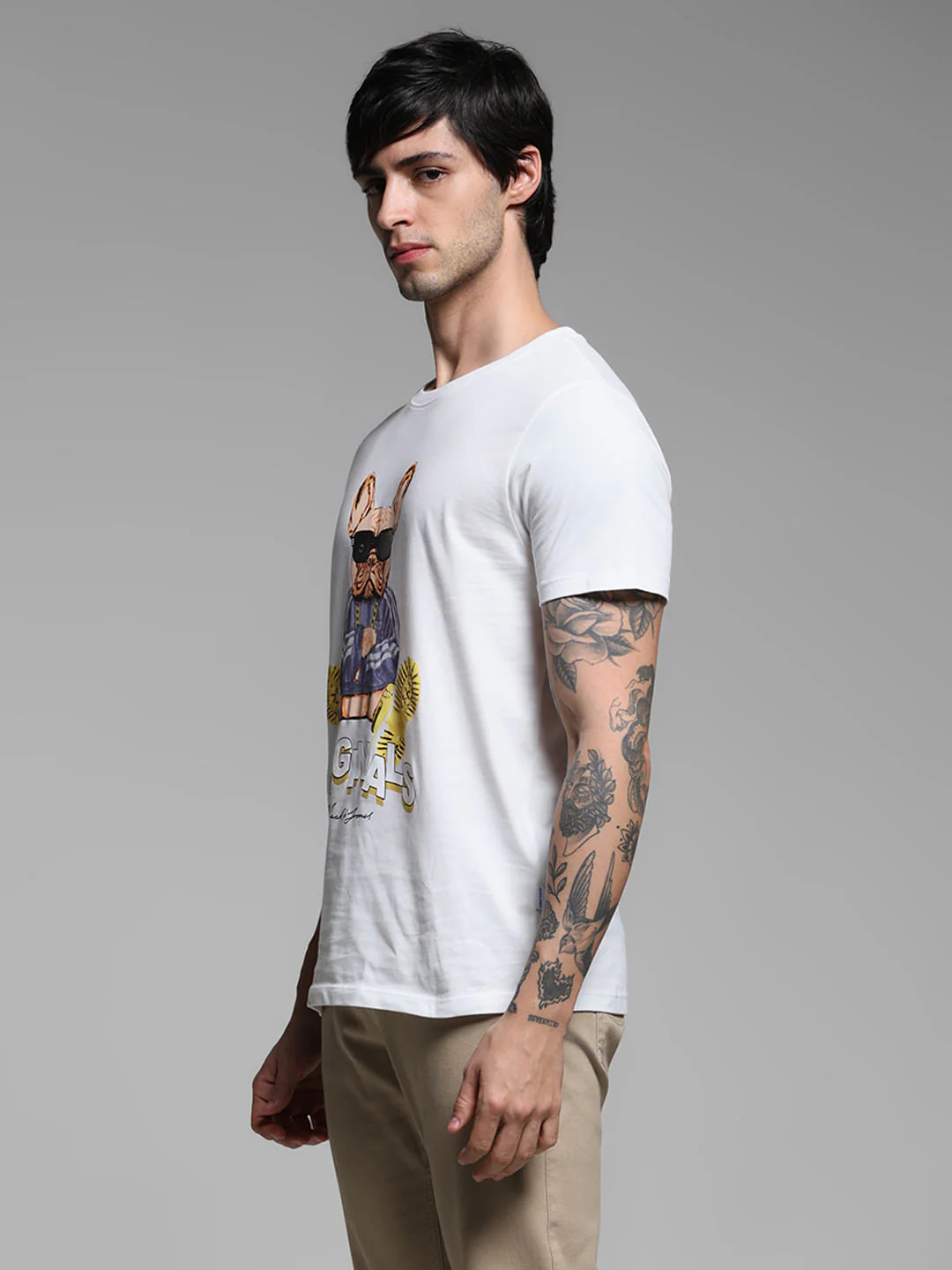 White Graphic Print Cotton T-shirt - Image 3