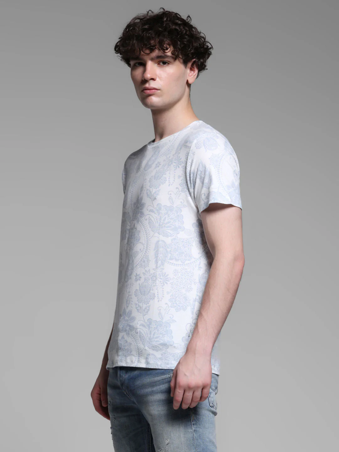 White Abstract Print Cotton T-shirt - Image 3