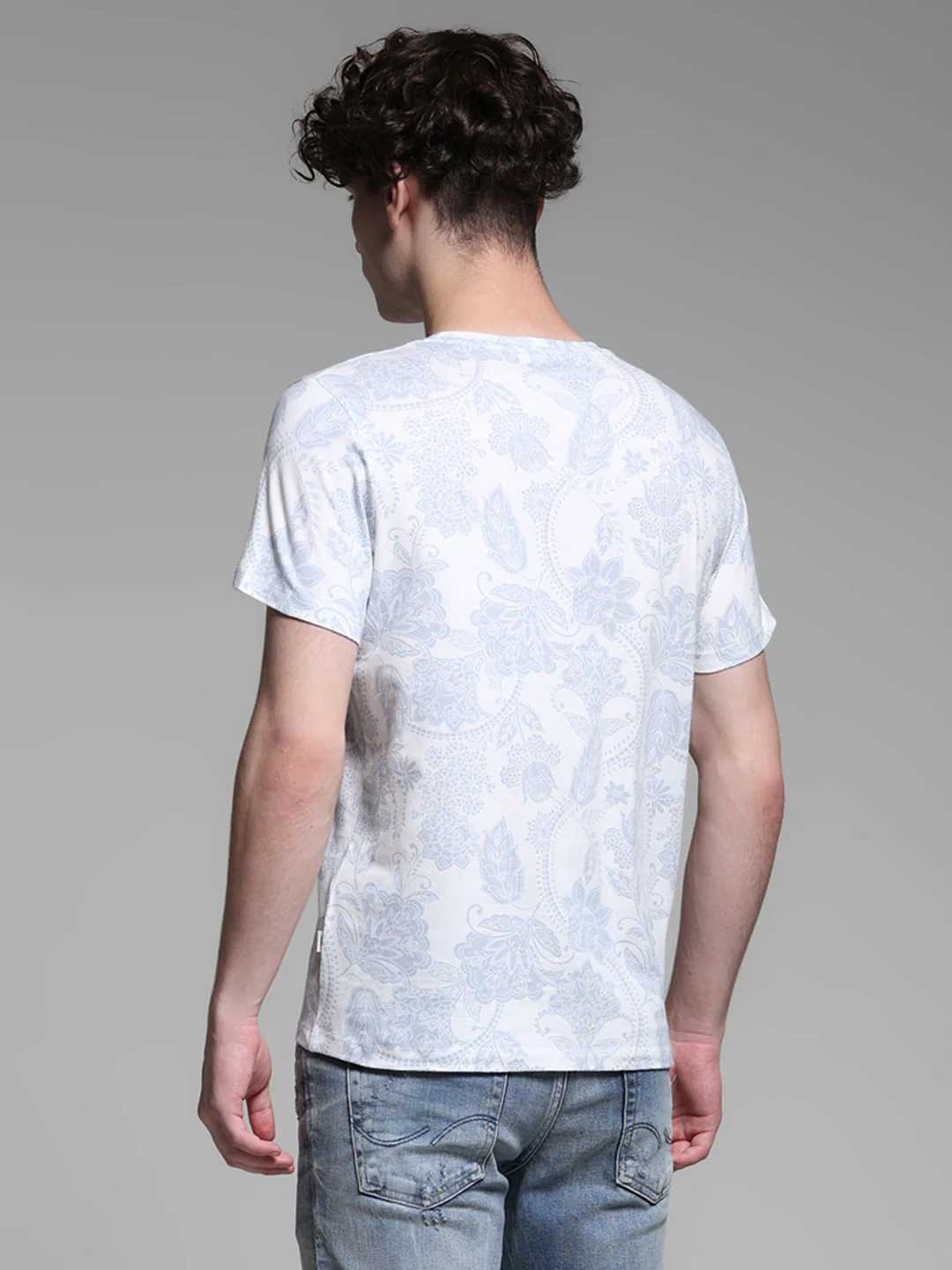 White Abstract Print Cotton T-shirt - Image 4