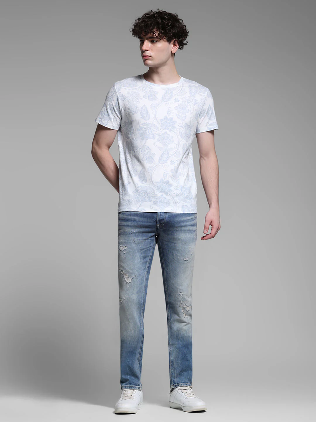 White Abstract Print Cotton T-shirt - Image 6