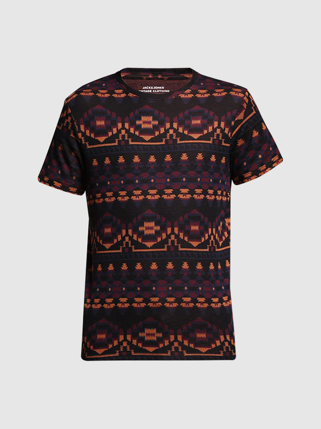 Maroon Printed Jacquard Cotton T-shirt - Image 7