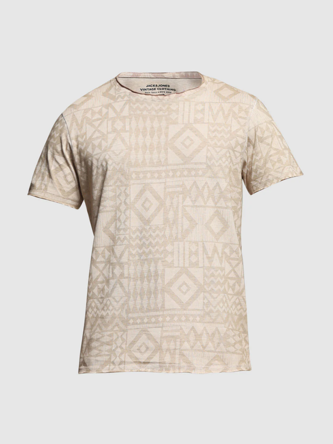 Beige Abstract Print Cotton T-shirt - Image 7