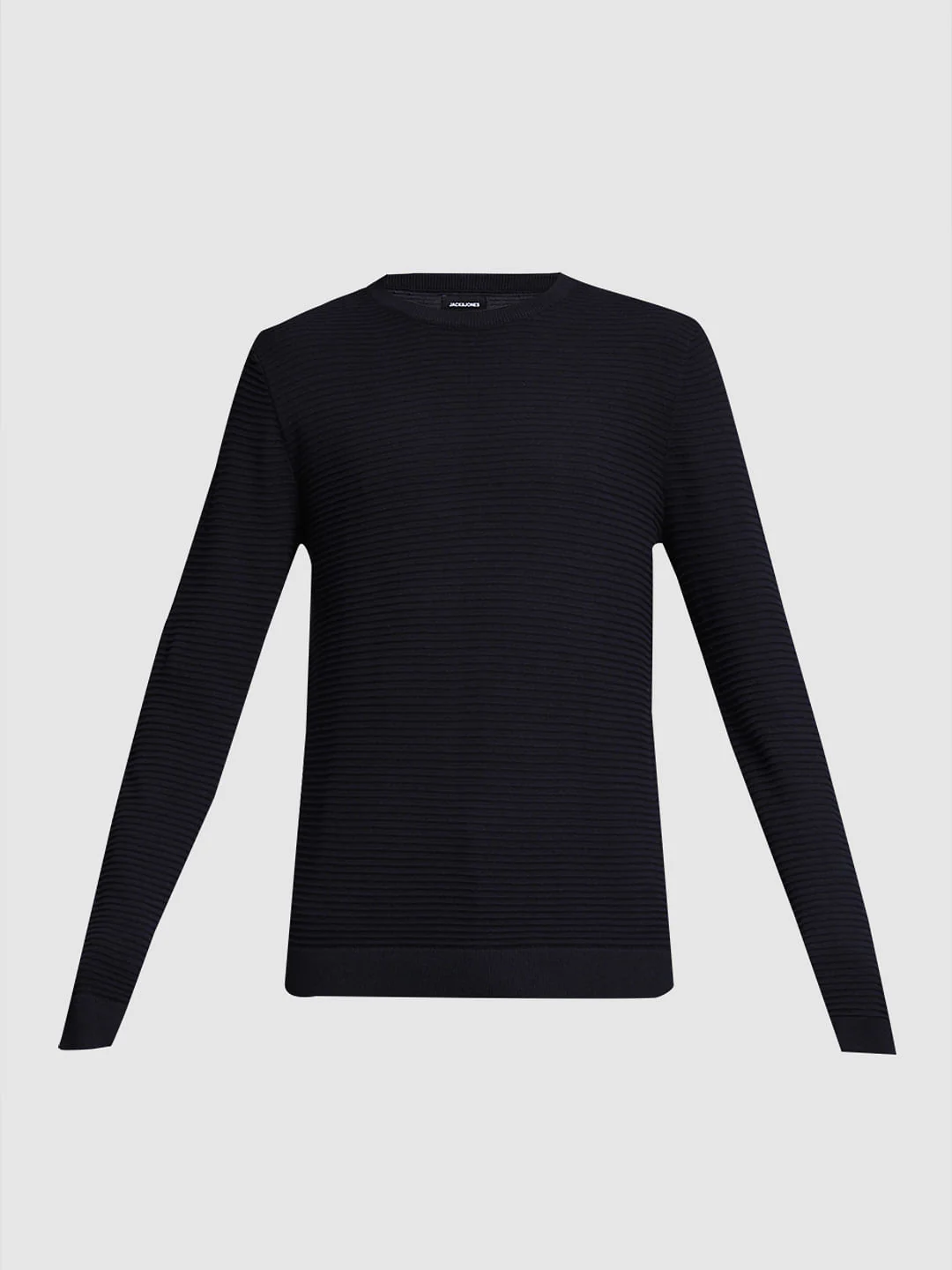 Navy Blue Flat Knit Cotton Pullover - Image 7