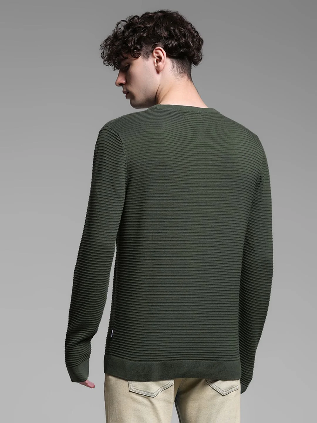 Green Flat Knit Cotton Pullover - Image 4