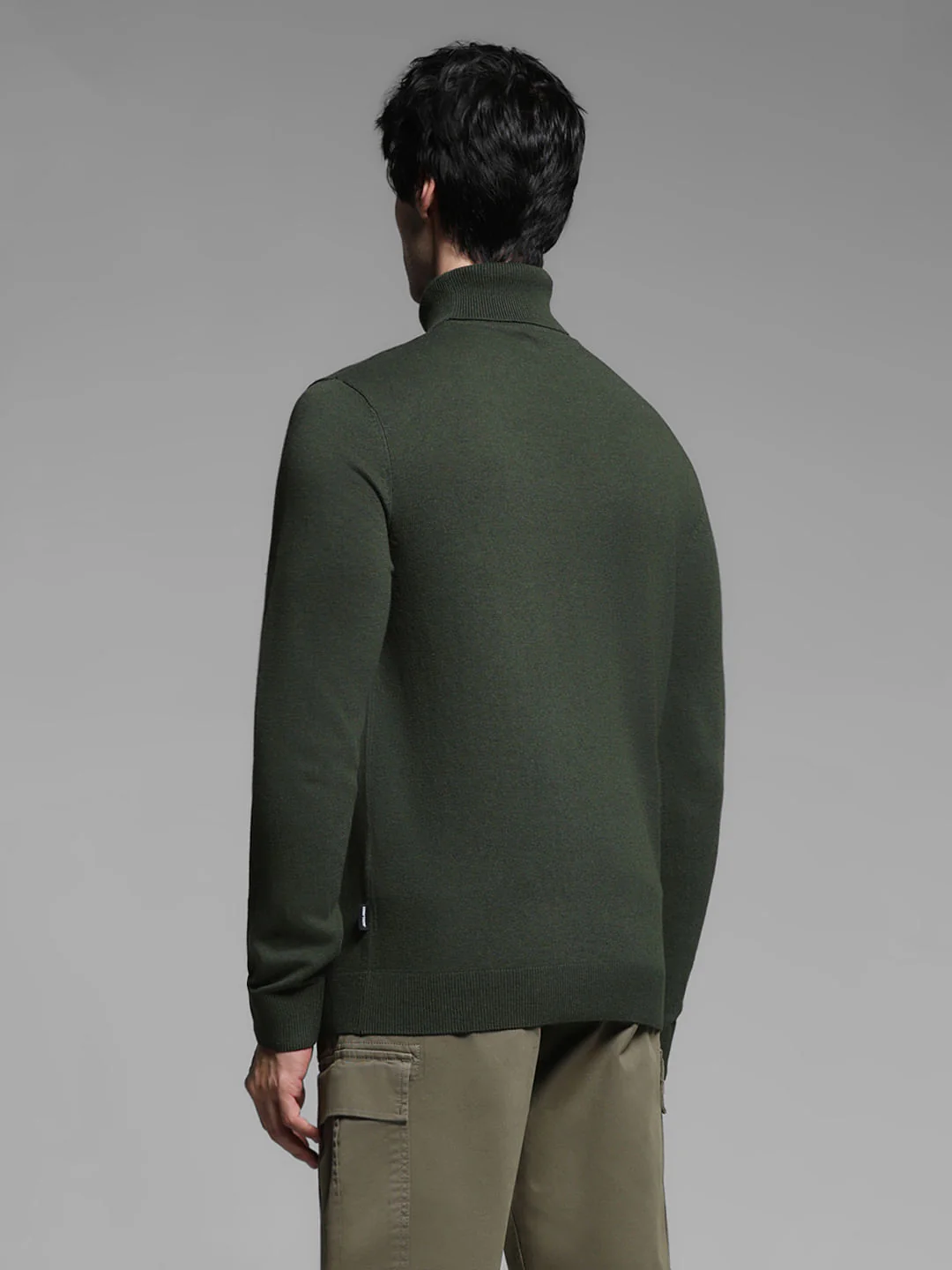 Green Turtle Neck Flat Knit Pullover - Image 4