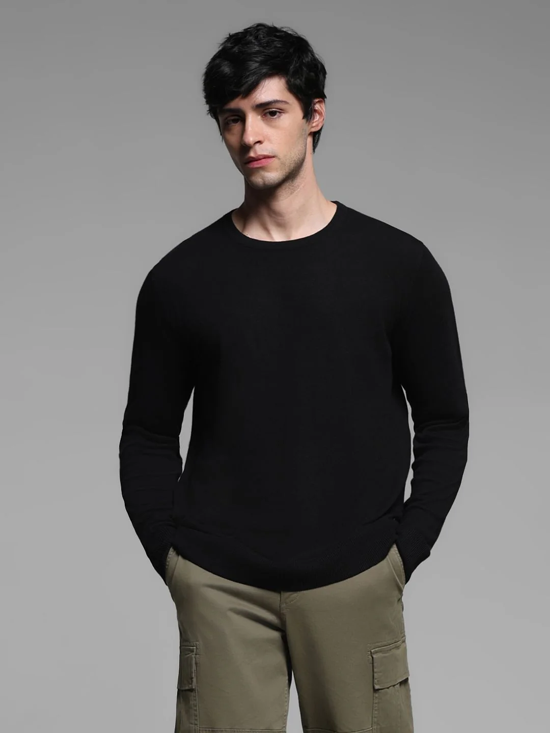Black Flat Knit Pullover - Image 2