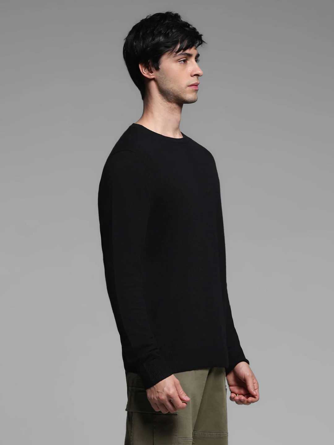 Black Flat Knit Pullover - Image 3