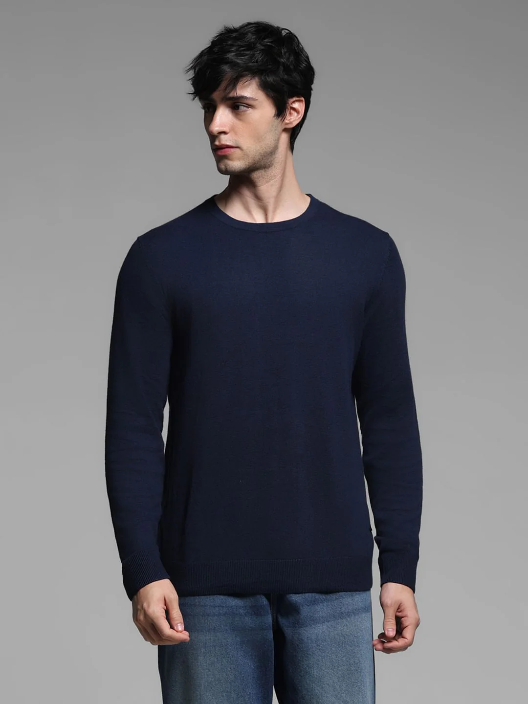 Navy Blue Flat Knit Pullover - Image 2