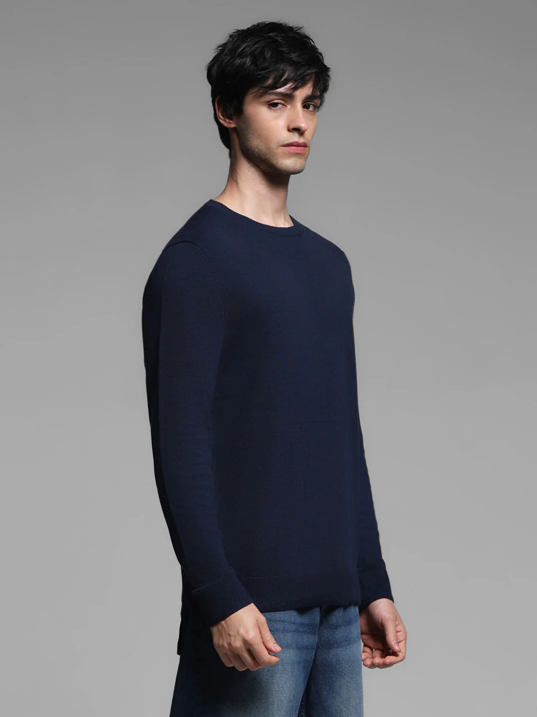 Navy Blue Flat Knit Pullover - Image 3
