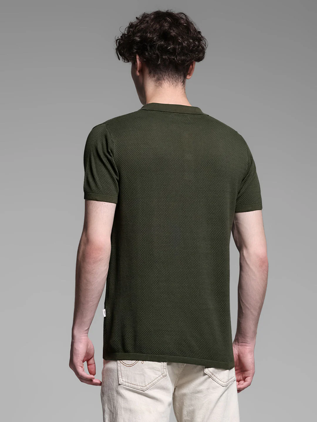 Green Knitted Cotton Polo - Image 4