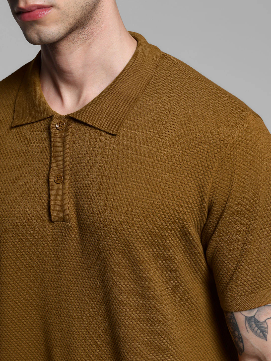 BROWN KNITTED POLO T-SHIRT - Image 5