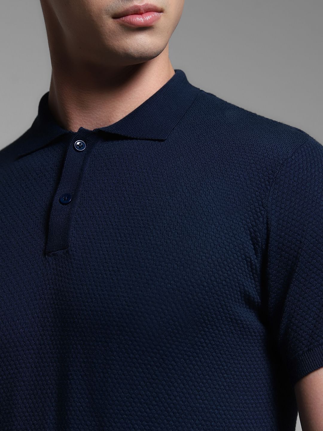 Navy Blue Knitted Polo - Image 5