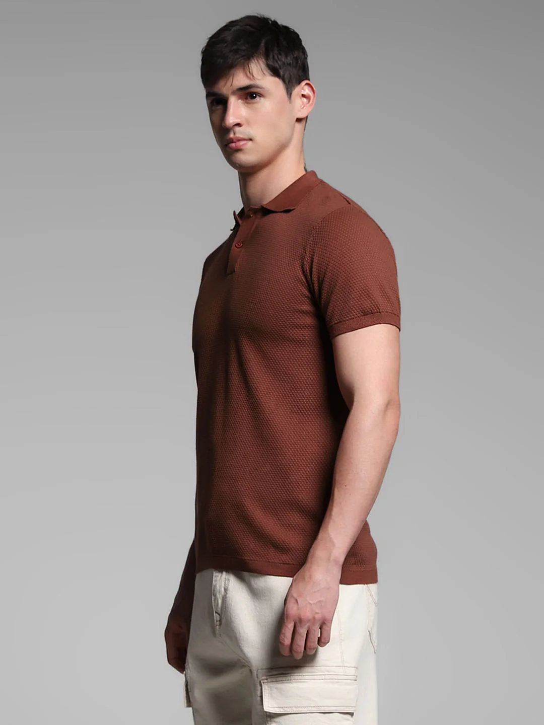 Dark Brown Knitted Polo - Image 3