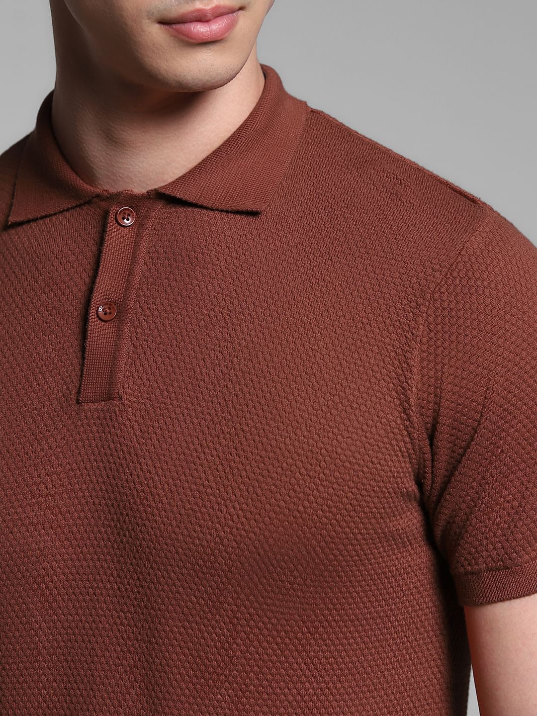 Dark Brown Knitted Polo - Image 5