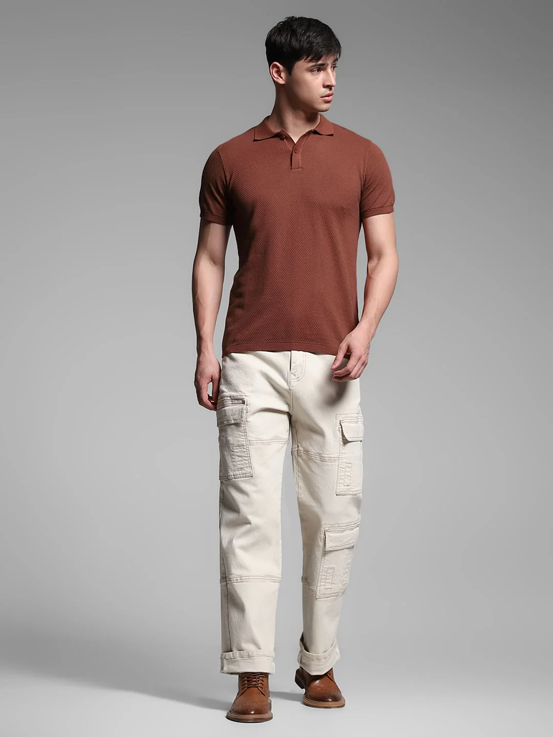 Dark Brown Knitted Polo - Image 6