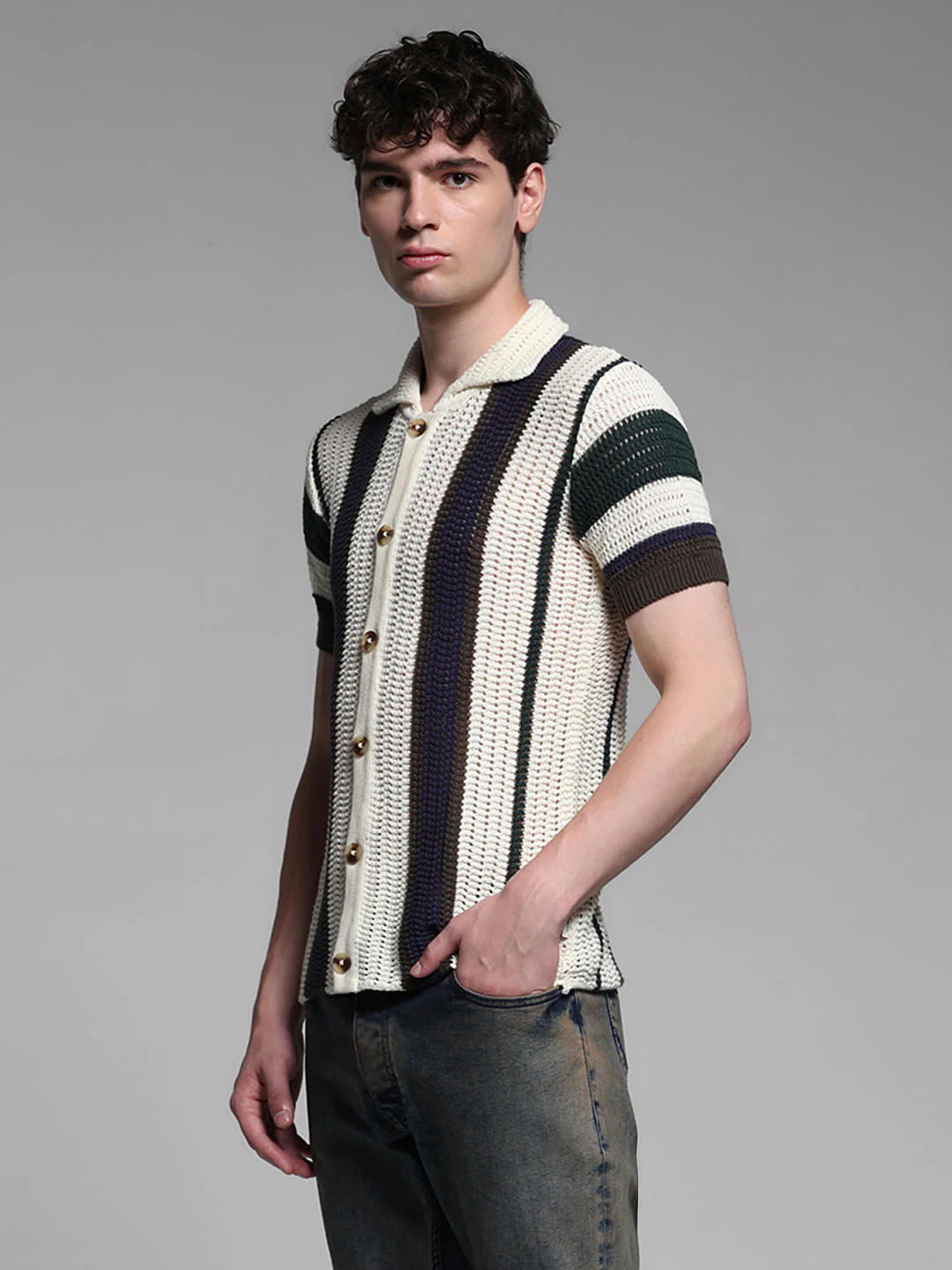 WHITE VERTICAL STRIPED SHIRT - Image 3