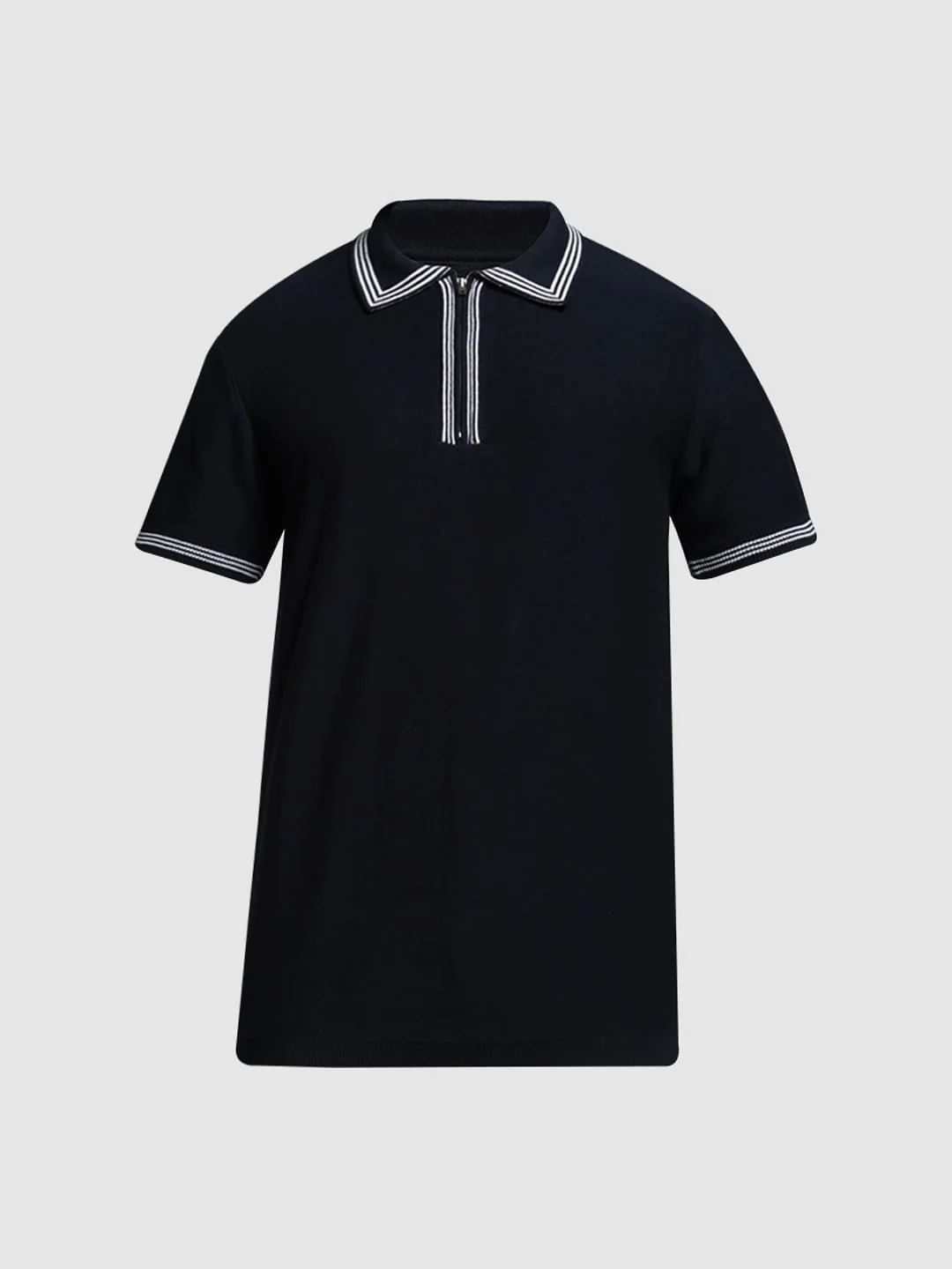 Blue Knitted Contrast Tipping Polo - Image 7