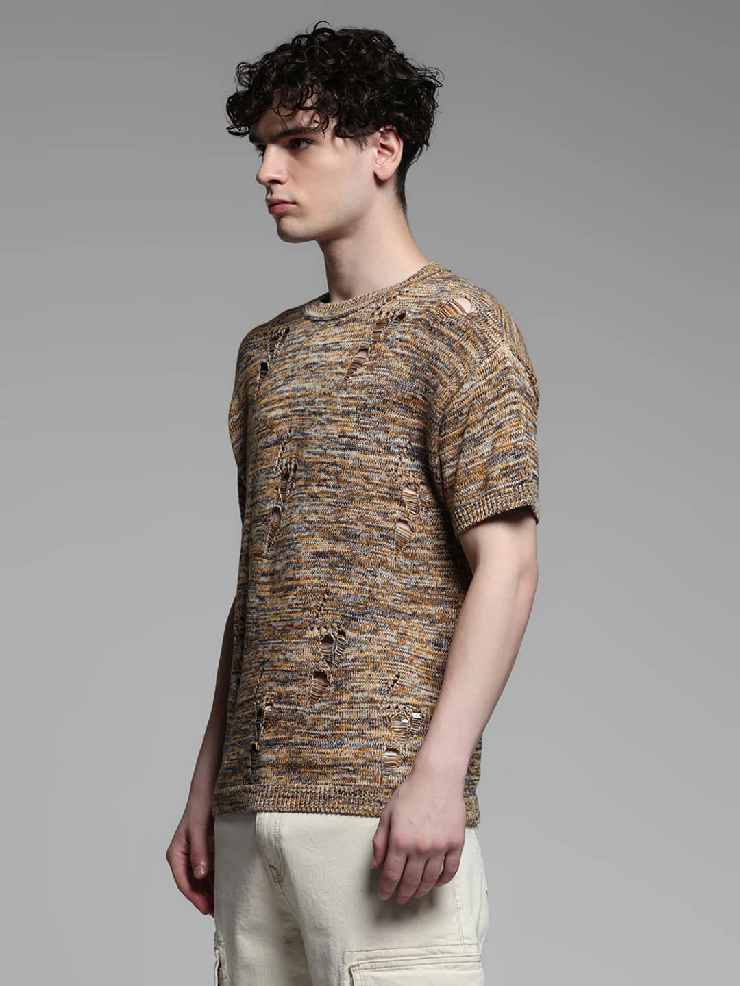 Brown Distressed Oversized Pullover - Image 3