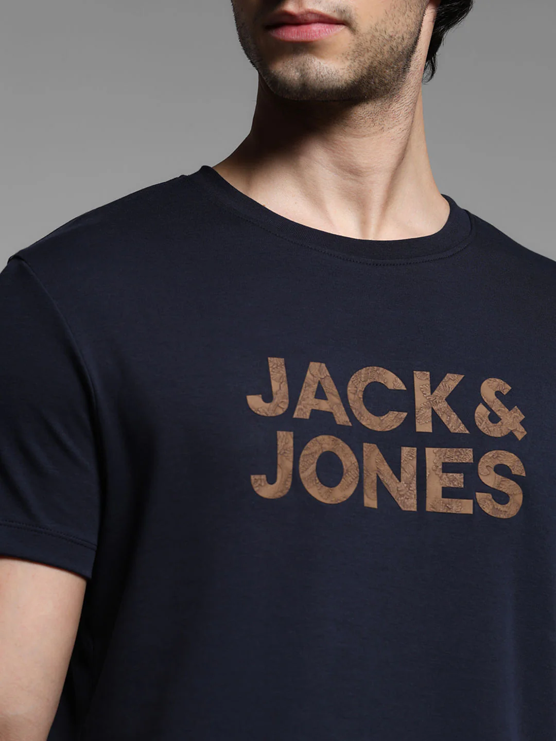Navy Blue Logo Print Cotton T-shirt - Image 5