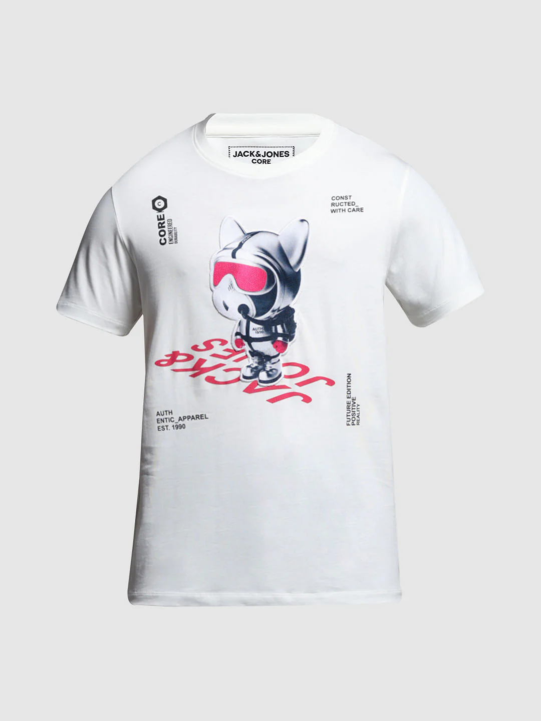 White Graphic Print Neck T-shirt - Image 7