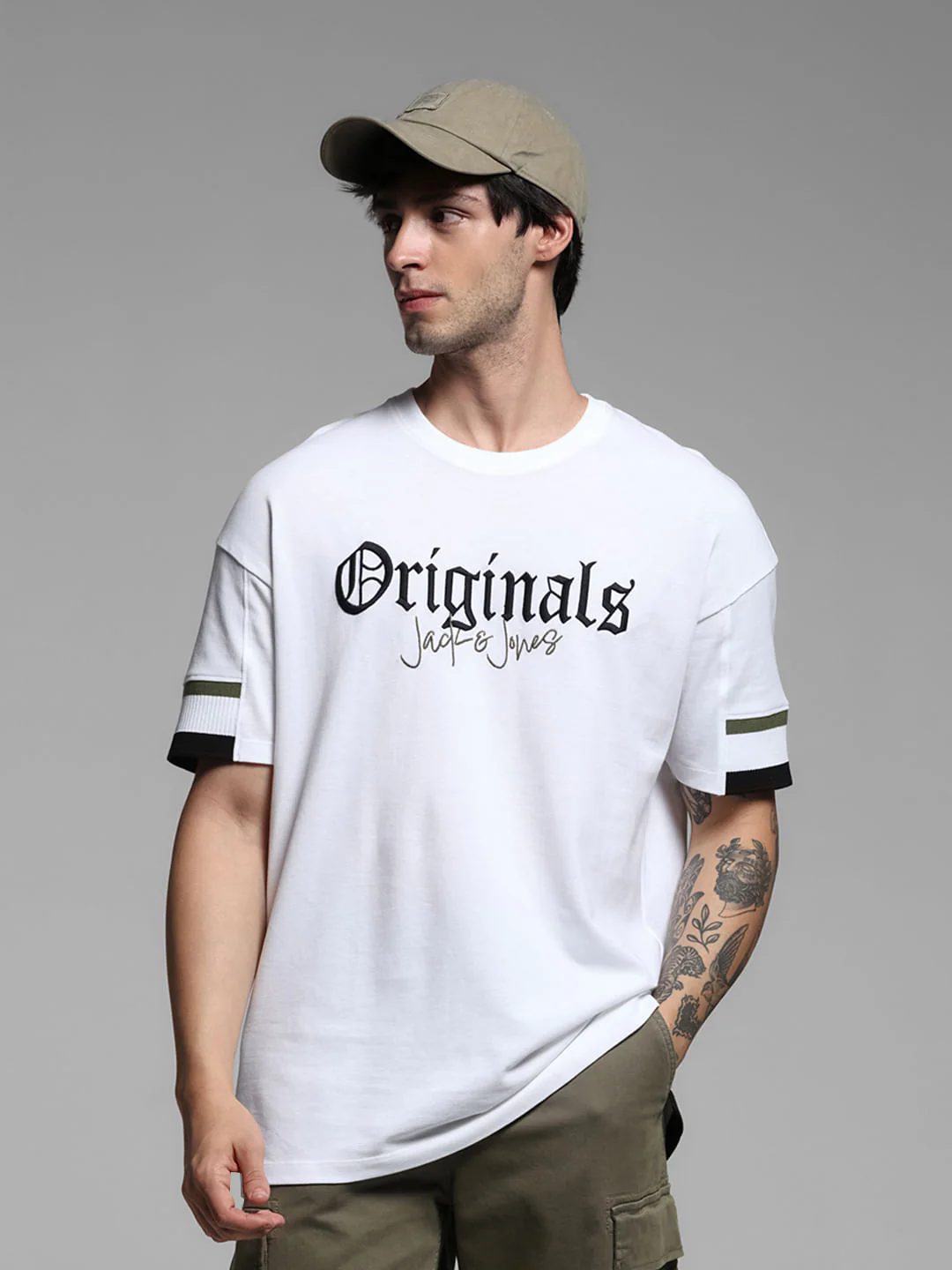 White Printed Drop Shoulder T-shirt