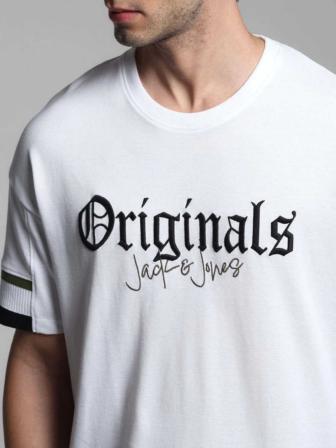White Printed Drop Shoulder T-shirt - Image 5