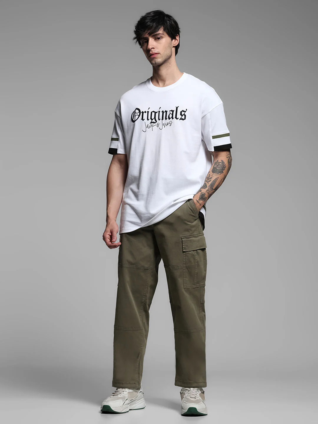 White Printed Drop Shoulder T-shirt - Image 6