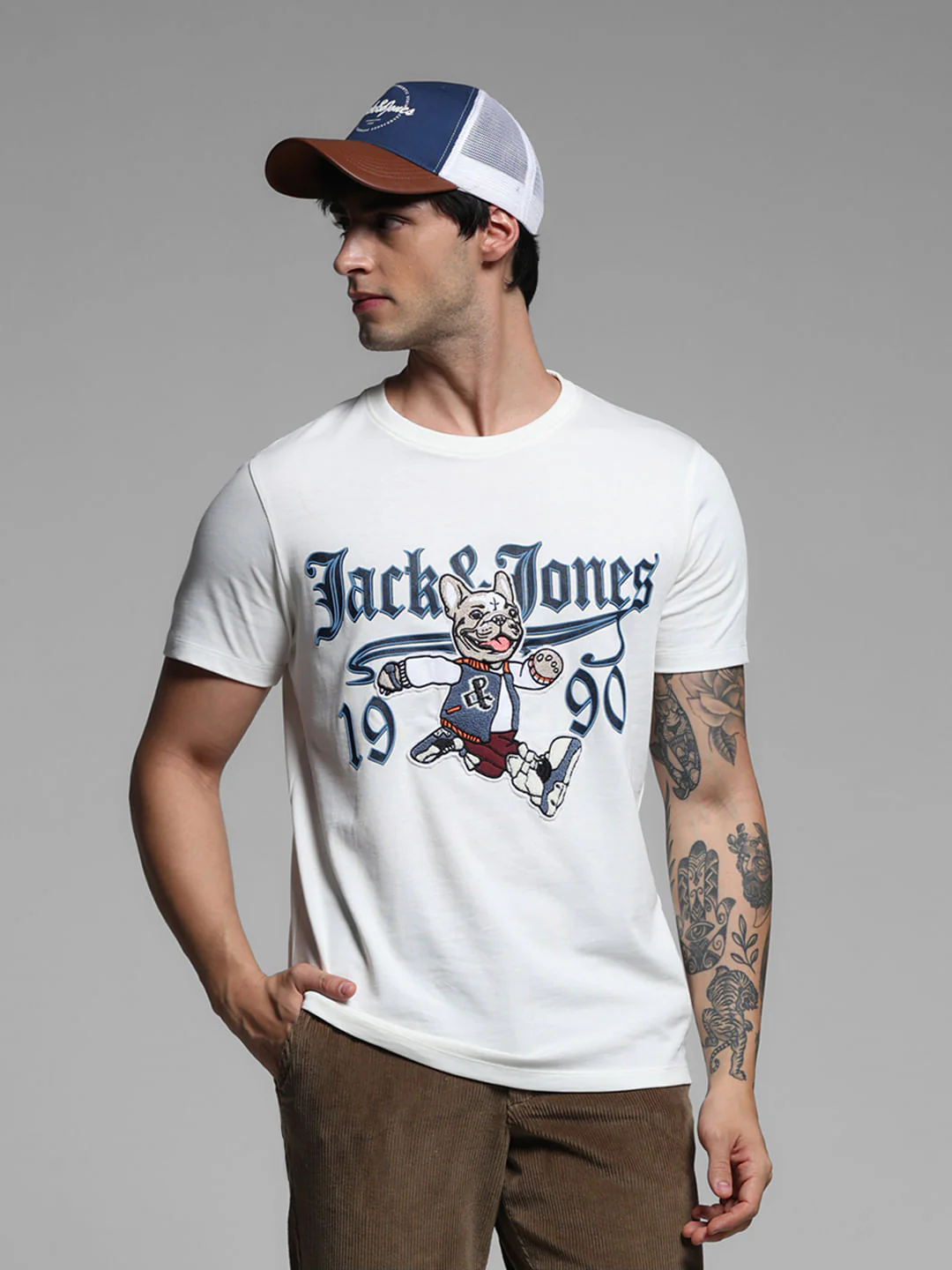 White Printed Cotton T-shirt