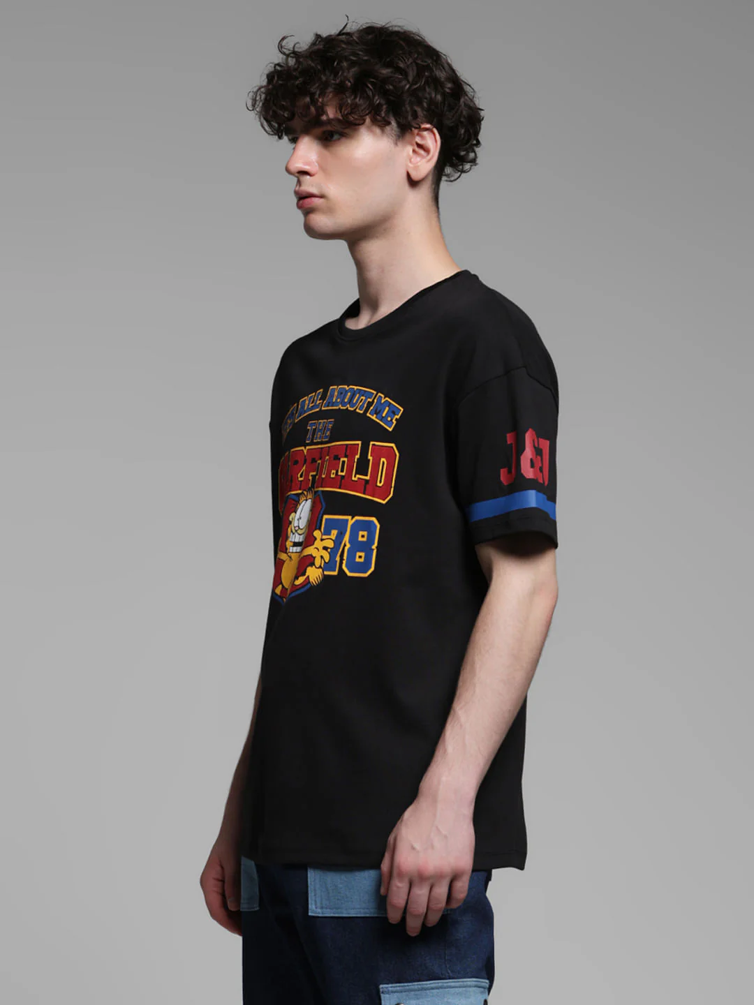 JACK&JONES X GARFIELD Black Printed Boxy Fit T-Shirt - Image 2