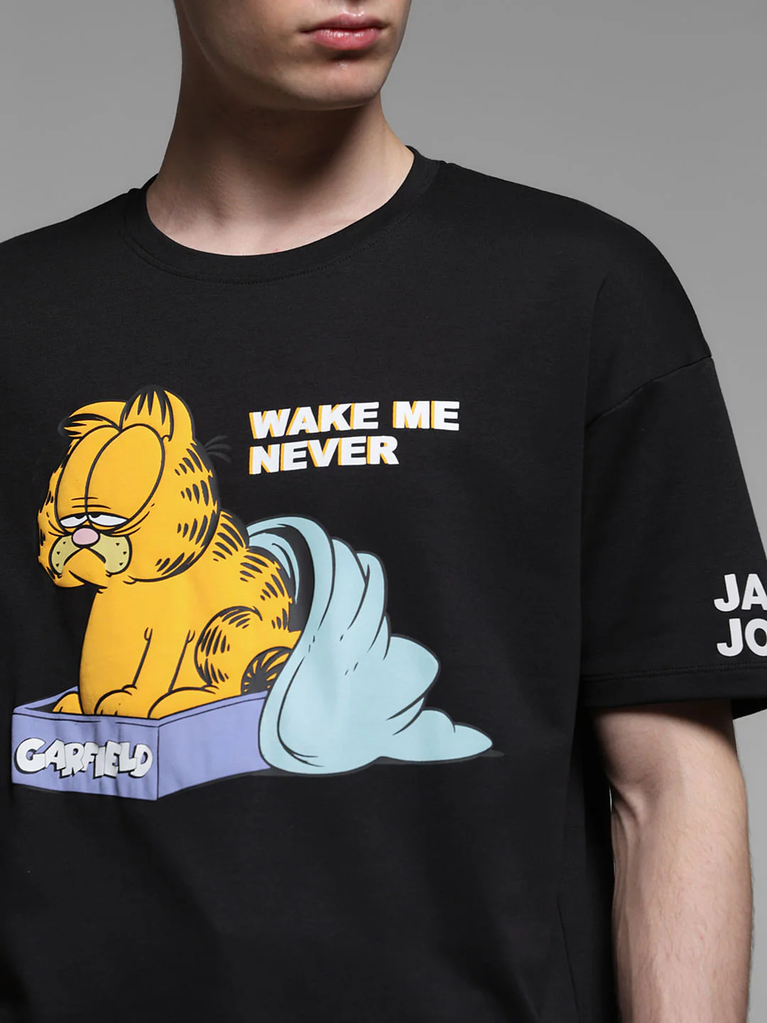 JACK&JONES X GARFIELD Black Graphic Print Boxy Fit T-Shirt - Image 5