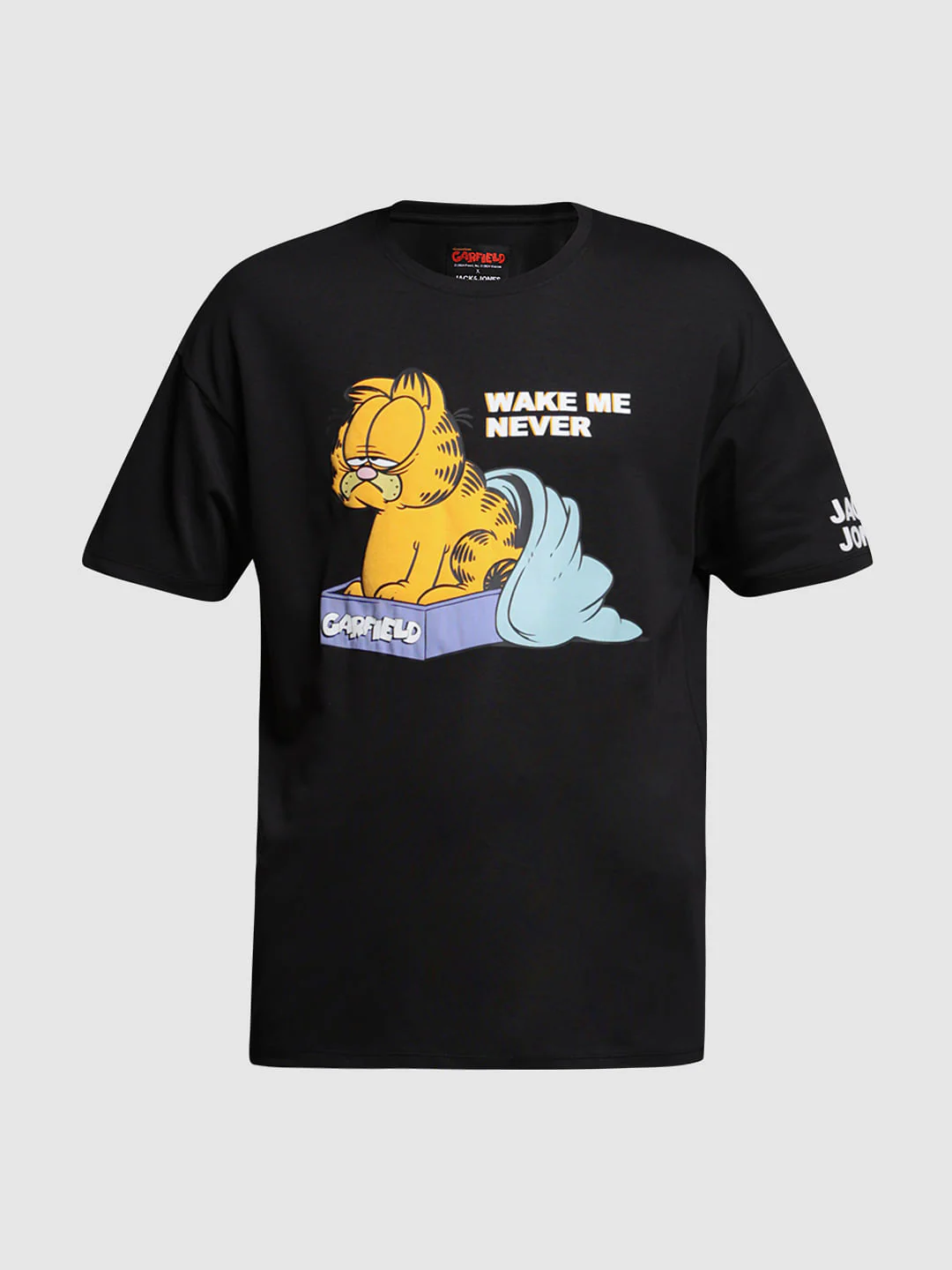 JACK&JONES X GARFIELD Black Graphic Print Boxy Fit T-Shirt - Image 7